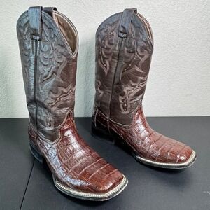 Circle G by Corral Caiman Mens Cowboy Boots Square Chocolate‎ Brown Mexico 8.5D